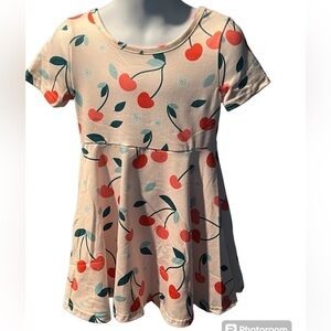 Marie Nicole Pink Red Green Cherry Short Sleeve Casual Dress